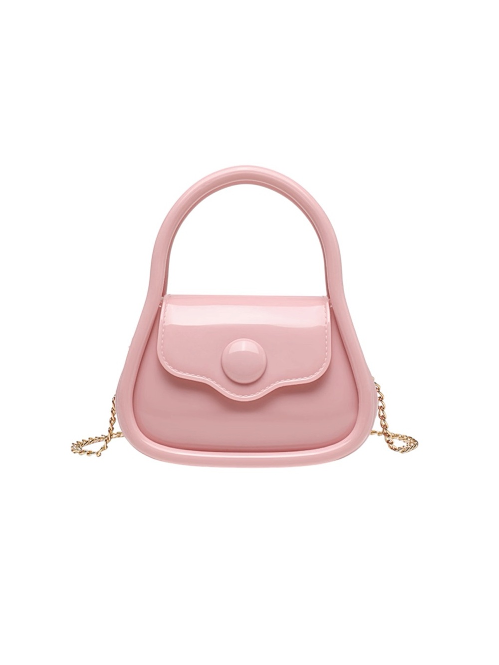 NWT Girls Baby Pink Patent Mini Handbag with Gold Tone Chain Strap Wedding Party